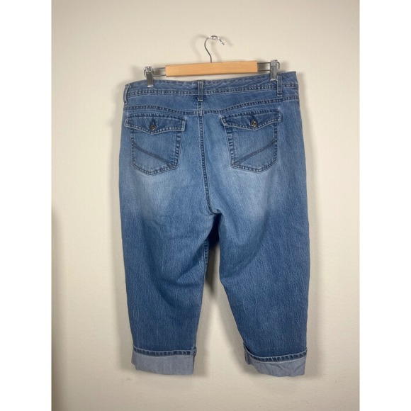 SONOMA Life Style Women's Blue Denim Capri Jeans Cuffed Cropped Size 16 - Picture 3 of 4